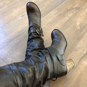 Diba Brown Knee High Heeled Boots